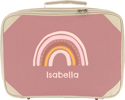 Stilvoller Kinderkoffer mit Namen und Regenbogen