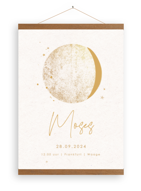 Leinwandposter mit Mondphase incl Holzlatten