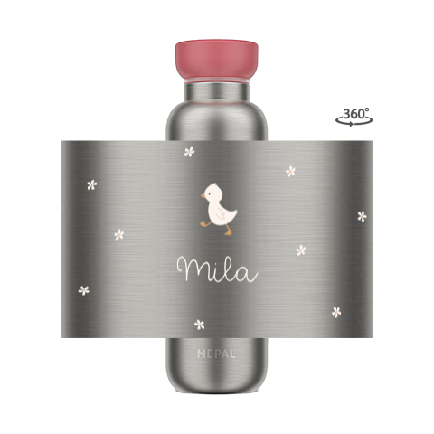 Mepal Thermosflasche mit Namen, Entchen und Blümchen