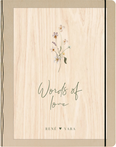 Gästebuch Holz Hochzeit mit Wildblumen