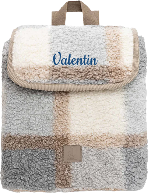 Jollein Bouclé-Rucksack mit gesticktem Namen