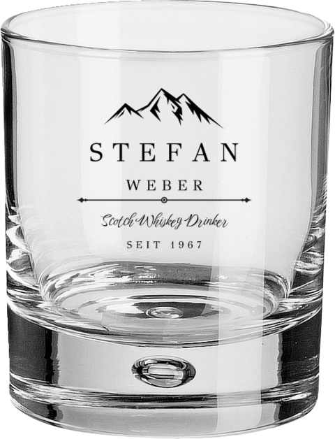 Robustes Whiskeyglas mit Gravur und Bergmotiv