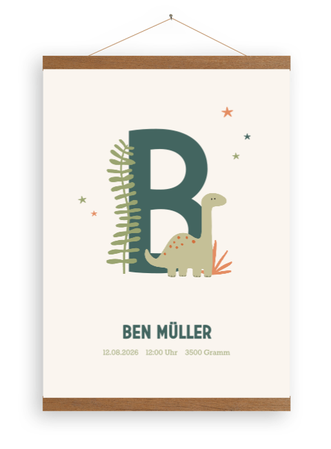 Leinwandposter für's Babyzimmer mit Dino