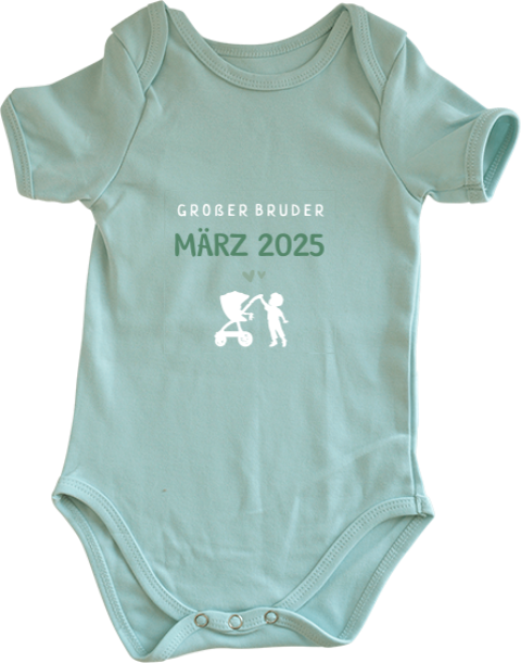 Strampler mit großem Bruder mit Kinderwagen
