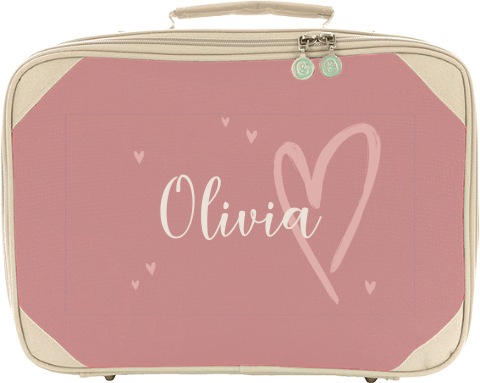 Kinderkoffer mit Namen und süßem Herz Motiv