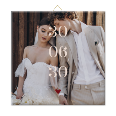 Hochzeitsfliese mit Foto und Datum