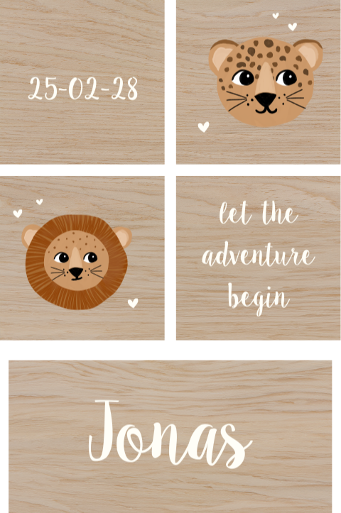 Holzklötze mit Löwen und Leoparden