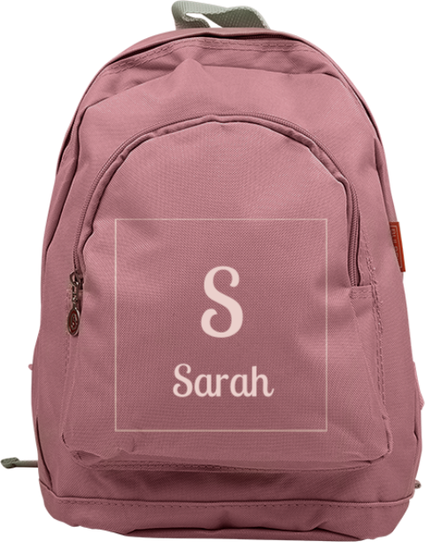 Schlichte Schultasche mit Namen und Initialen für Mädchen