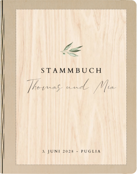 Stammbuch Hochzeit mit mediterranem Design und kursiver Schrift