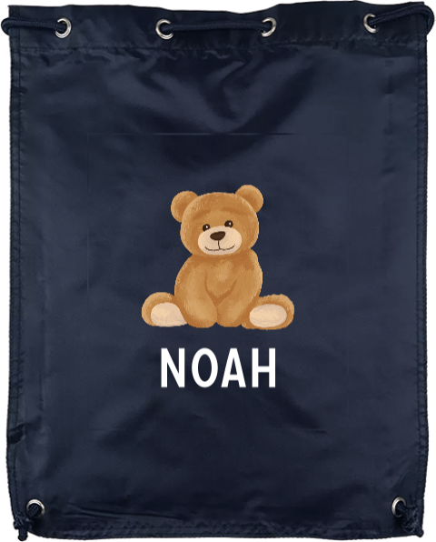 Personalisierter Turnbeutel mit Teddybär und Namen