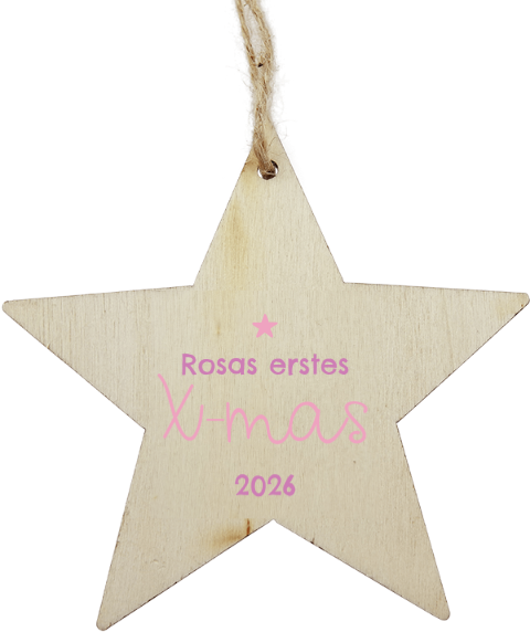 Milestone Babys erstes Weihnachten in Sternform und rosa Buchstaben