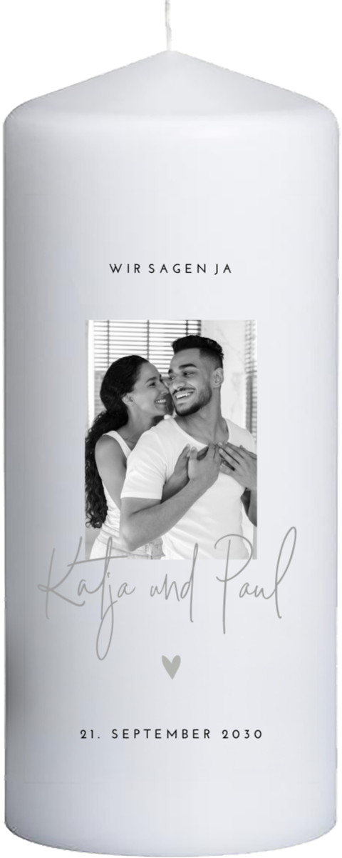 Hochzeitskerze mit Foto personalisiert - 20 cm lang, 8cm Ø