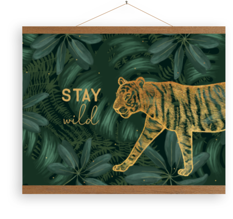 Leinwandposter Tiger incl Holzlatten