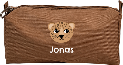 Federmäppchen mit Geparden Motiv und Namen des Kindes