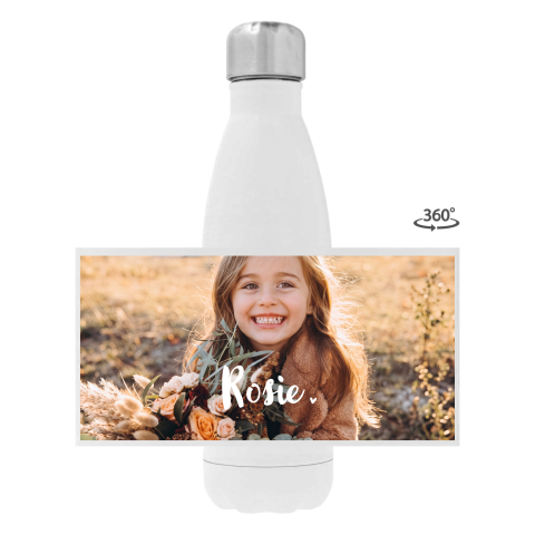 Edelstahl-Trinkflasche mit Foto, Namen und Herz