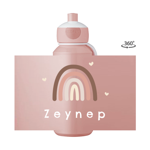 Mepal pop-up Trinkflasche Campus mit Name, Regenbogen und Herzen