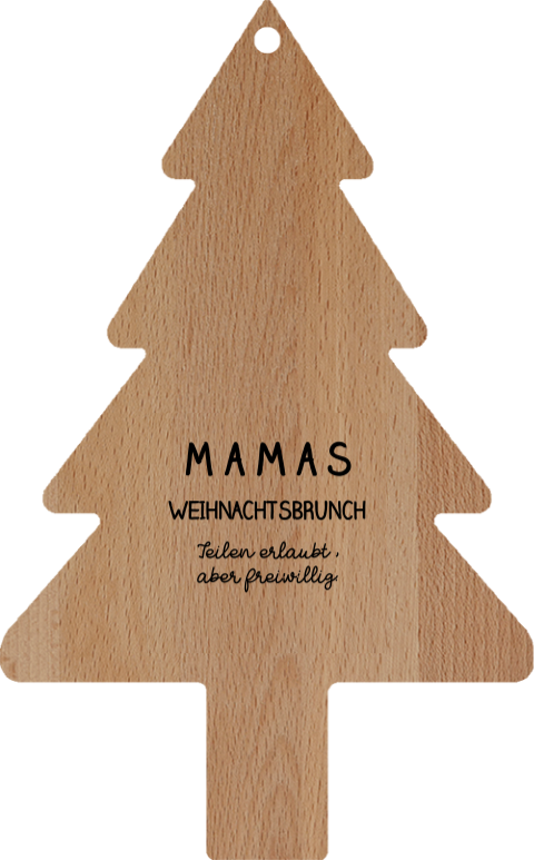 Weihnachts-Schneidebrett in Weihnachtsbaumform mit graviertem Text