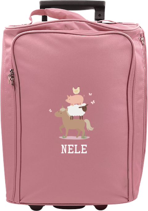 Personalisierter Trolley mit Namen und Bauernhoftieren