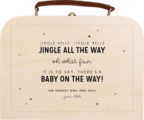 Kinderkoffer als Schwangerschaftsankündigung Jingle Bells