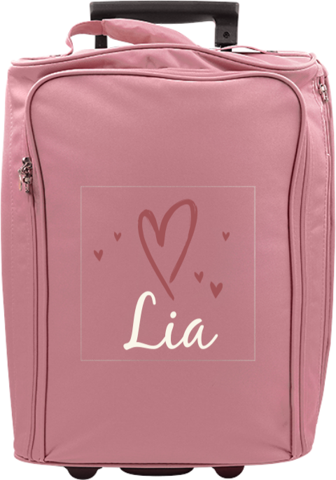 Personalisierter Trolley mit vielen Herzchen und Namen