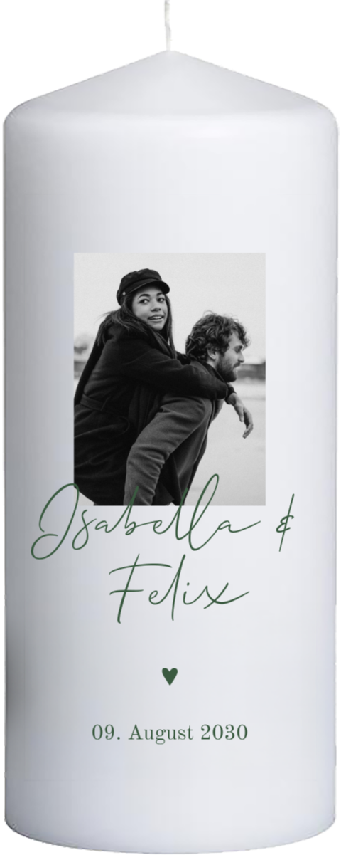 Hochzeitskerze mit Foto - 20 cm hoch, 8 cm Ø