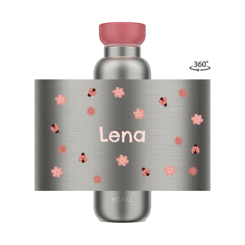 Mepal Thermosflasche mit Name, Blumen und Marienkäfern