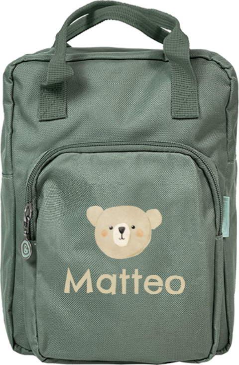 Niedlicher Rucksack mit Bärengesicht und Namen
