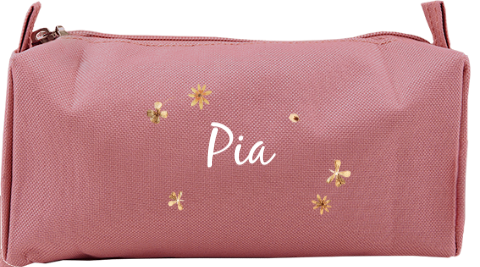 Federmäppchen mit Name und Trockenblumen