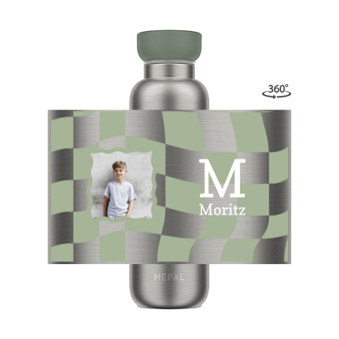 Mepal Thermosflasche mit Foto, Namen und Karomuster