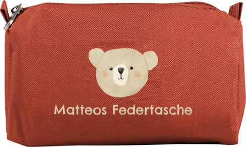 Federtasche mit Bären Motiv und Namen des Kindes