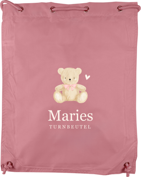 Personalisierbarer Turnbeutel mit Teddybär Motiv und eigenem Namen