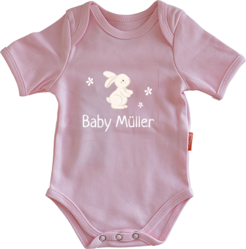 Personalisierter Strampler mit Namen, Hasen und Blumen