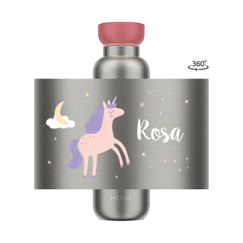 Mepal Thermosflasche mit Name, Einhorn und Sternen