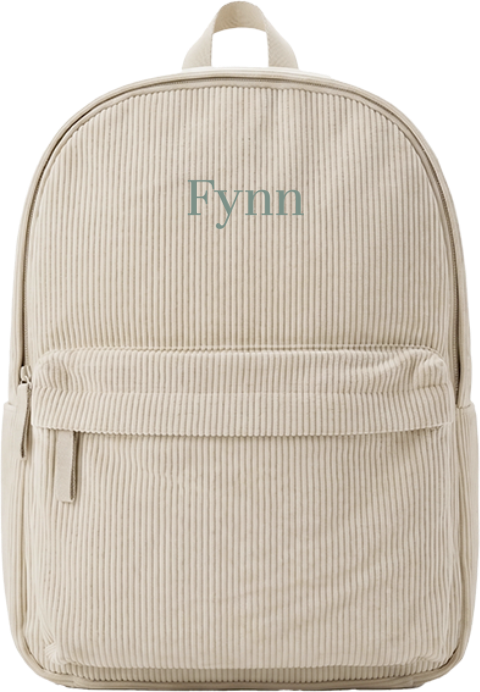 Cord Rucksack mit aufgesticktem Namen