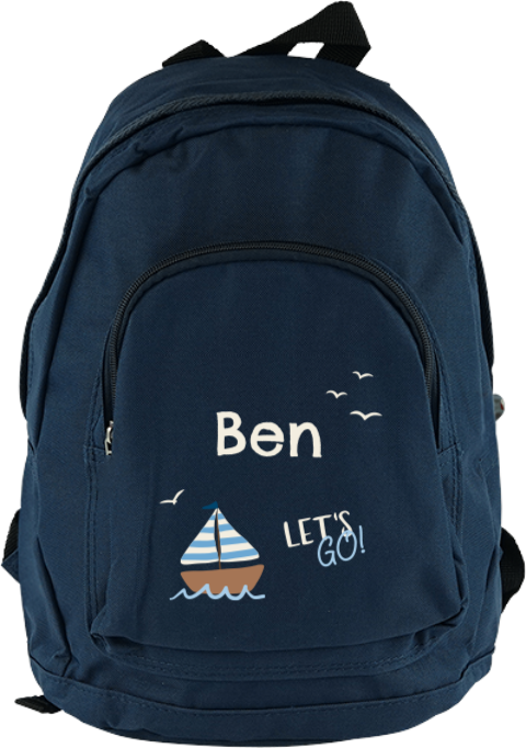 Rucksack Junior mit Name und Boot