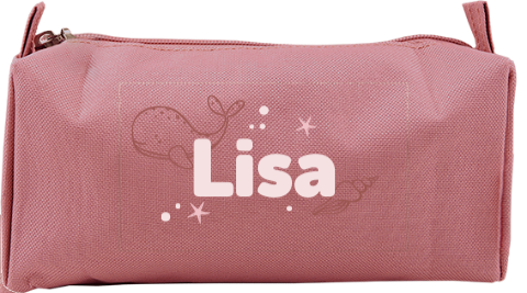 Personalisiertes Federmäppchen mit Wal, Blasen und Namen