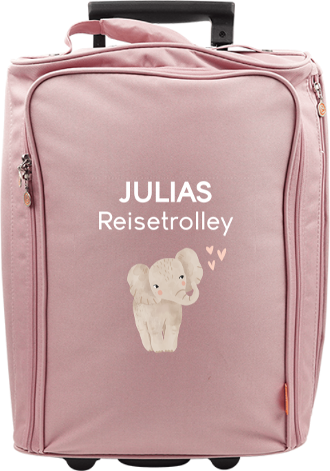 Niedlicher Kindertrolley mit Namen, Elefanten und Herzchen