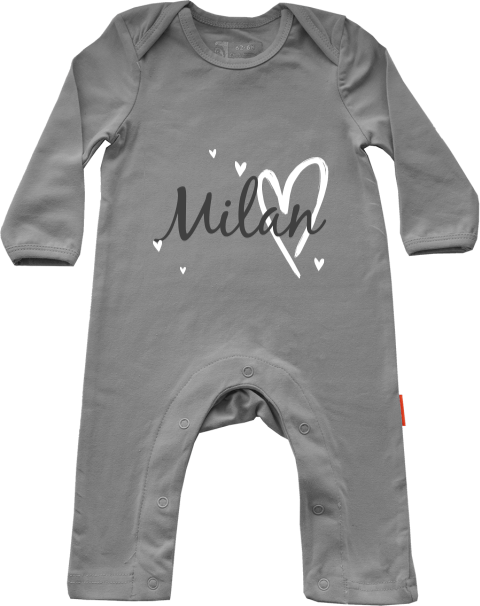 Baby Strampler Geburtsgeschenk mit Namen und Herz Motiv