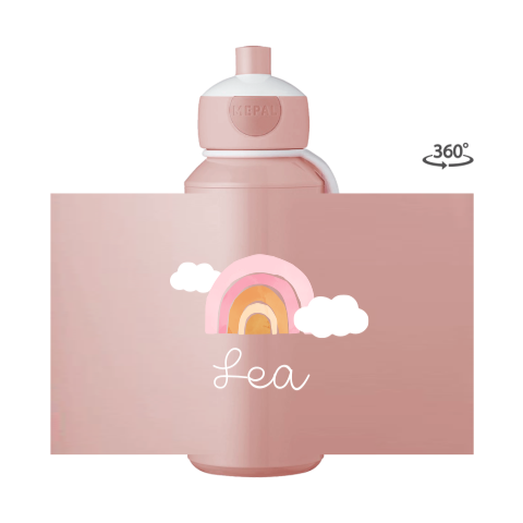 Mepal pop-up Trinkflasche Campus mit Name, Regenbogen und Wolken