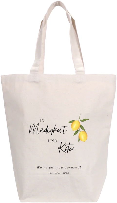 Mediterraner Goodiebag als Gastgeschenk zur Hochzeit mit Zitronen