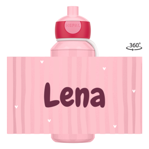Mepal pop-up Trinkflasche Campus mit rosa Streifen, Namen und Herzchen