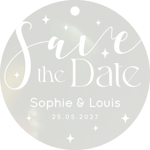 Acryl Christbaumschmuck Save the Date mit Namen und Sternen