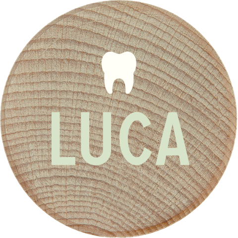 Zahnbox mit Namen und kleinem Zahn Motiv