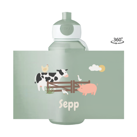 Mepal pop-up Trinkflasche Campus mit Namen und Bauernhof-Design