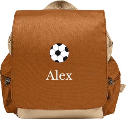 Rucksack mit Name und Fußball