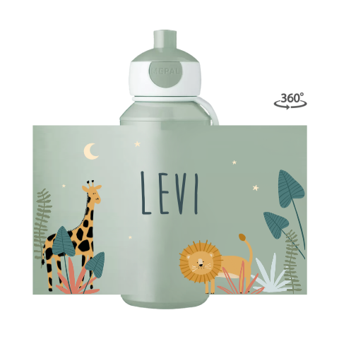 Mepal pop-up Trinkflasche mit Name und Dschungel-Design