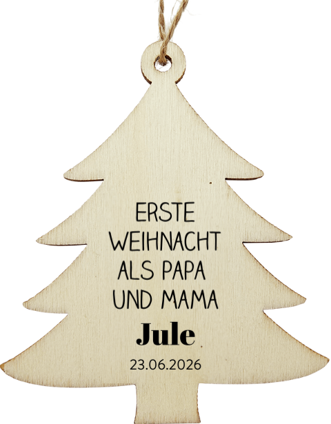 Holzanhänger Tannenbaum zu Weihnachten Erstes Weihnachten als Eltern