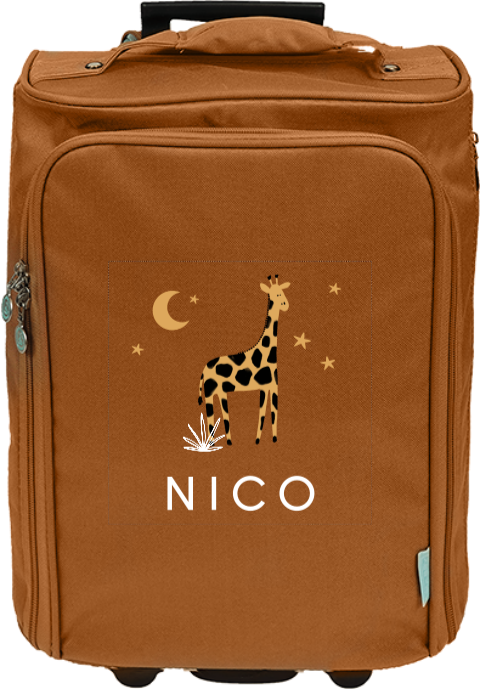 Personalisierter Trolley mit Giraffe, Nachthimmel und Namen