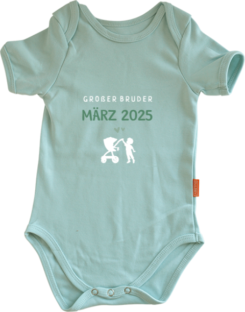 Strampler mit großem Bruder mit Kinderwagen