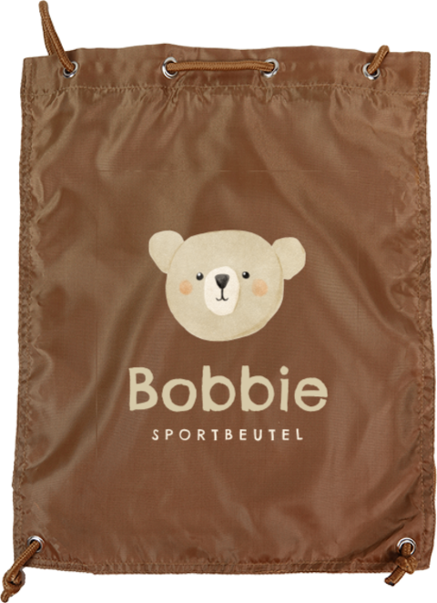Personalisierbarer Sportbeutel mit Namen und Bärengesicht
